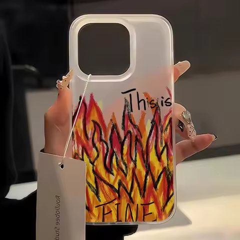 Flame Pattern Transparent Phone Case For iPhone 13 Case iPhone 11 15 14 12 16 17 Pro Max 13 12 Mini 