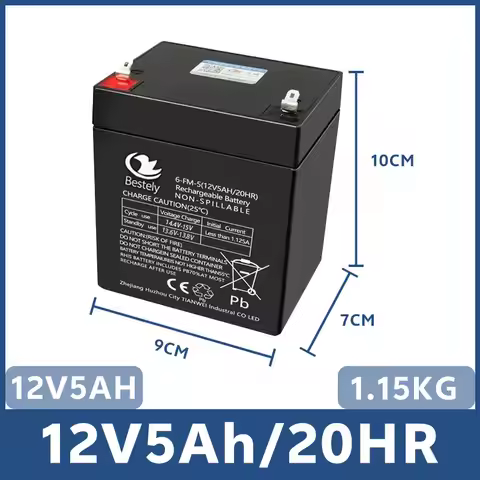 12V 5Ah Rechargeable Battery for Kids Ride-On Toys, High Capacity Replacement for Electric Cars, Mot