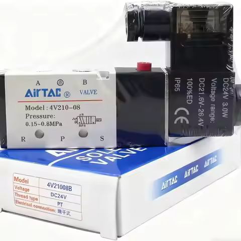 AIRTAC original 4V110/4v210/4V310/4v410-M5/06/08/10/15 Pneumatic Solenoid Valve 5/2 5/3 Way DC24V AC