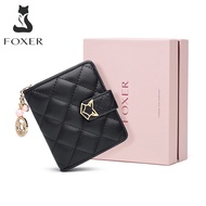 {hot} FOXER Brand Women Genuine Leather Short Wallet High Quality Multi-function Card Holder Girls W