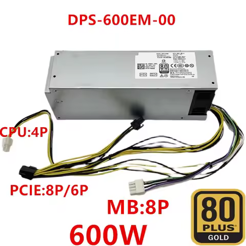 New PSU For Dell Optiplex 3040 3650 3046 5040 7040 7050 8Pin 600W Power Supply DPS-600EM-00 L180ES-0