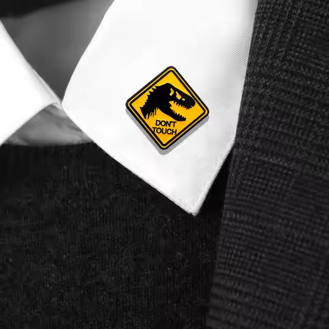 Yellow Signboard Collection Enamel Brooches Gamer Zone No Parking Dont Touch Area 51 Lapel Pins