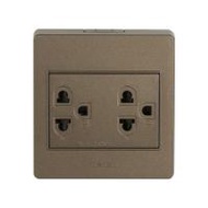 ชุดเต้ารับคู่ 3 ขา HACO M3N-E20-CC สีช็อคโก (1112909)