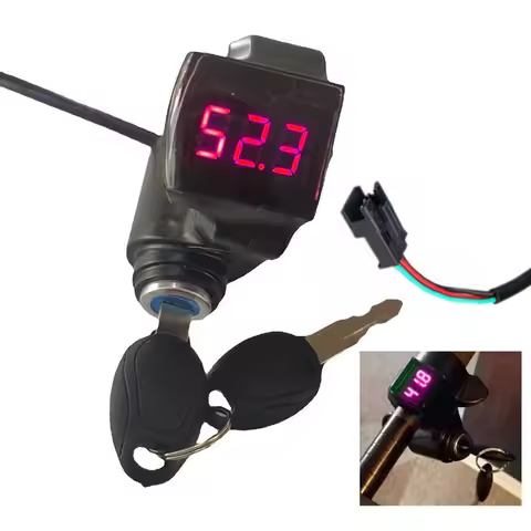 Ebike Power Throttle with Lock Key Mechanism and Digital Voltage Monitor for 7/8 Inch Handlebars and
