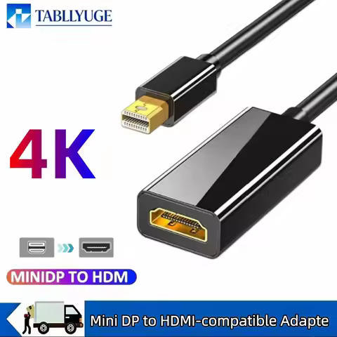 4K Mini DisplayPort to HDMI-compatible Adapter Male Mini DP to Female HDMI-Compatible Cable Converte