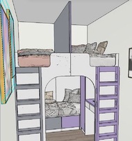 二手兒童3床連書桌衣櫃