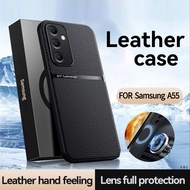 For Samsung Galaxy A55 5G Case Leather Magnetic Car Holder Phone Case For Samsung A55 a55 A 55 5g Si