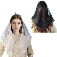 lu Catholic Mantilla Mass Veil Religious Ceremony Veil Embroidery Church Lace Veil for Christian Wom