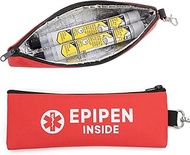 EpiPen Carry Case for 2 Pens, Red EpiPen Bag with Carabiner, Easy to Recognize, Insulated Small Emer