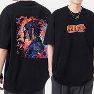 【YUKI】Amine Naruto Oversized Summer Casual Crew Neck Plain Black Cotton T Shirt For Men Tops Plus