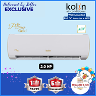 Kolin Primus Split Type Aircon Gold Series Full DC Inverter Wifi Wall Mounted Air Conditioner, Cold Plasma Purifier, works with Google Home, R32, 2.0 HP