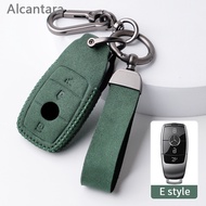 Alcantara Suede Leather Car Remote Key Case Cover For Mercedes Benz A B C E S Class W204 W205 W212 W213 W176 GLC CLA Accessories