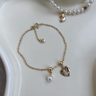 Akoya pearl bracelet mixed with letter charm of your choice Pearly Dolly pearl bracelet and letter c
