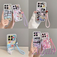 casing honor x6c case TPU With a wrist strap，With a brace，Cartoon Mirror，Drop-resistant, KN-ZJ