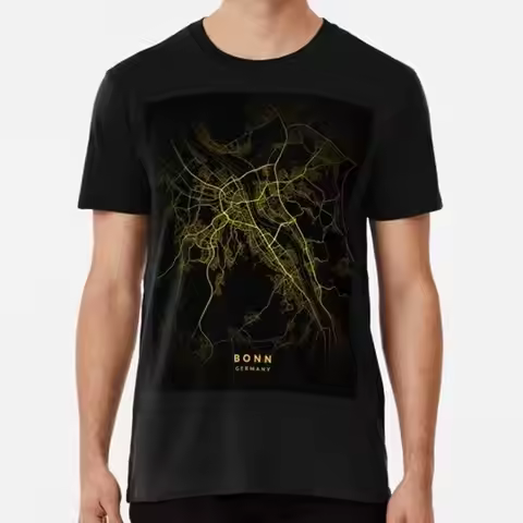 Minimal City Maps Bonn In Germany Map Style Gold S to 5XL Made USA T Shirt
