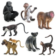 Simulated wild animal model ornaments: lemur, female orangutan, spider monkey, macaque, baboon, long