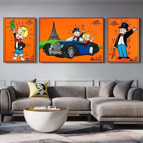 Monopoly Graffiti Art Money Canvas Painting Posters and Prints Wall Art Picture for Living Room Home