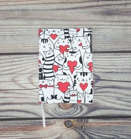 白底貓咪插畫帆布書套 - A5