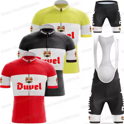 2023 Team Duvel Cycling Jersey Set Retro Cycling Clothing Belgium Beer Road Bike Shirt Suit Bicycle 