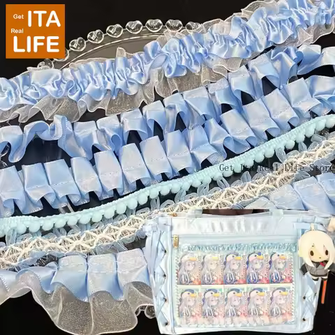 6 in 1 Blue Ita Bag Decorations Kits Set Ribbons Girls Kawaii DIY Cards Badge Display Women Pink Ins