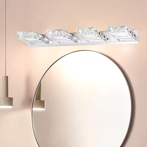 4-Head Crystal Mirror Light Modern Bathroom over Makeup Light Long over Waterproof Wall Lamp LED Wal