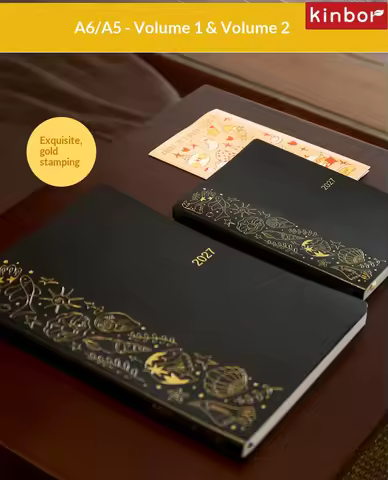 Kinbor Classic 2027 Daily Planner,Minimalist Black PU Leather One Page A Day Journal,52gBawen Paper 