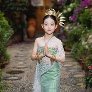 【COD】Thailand Costume For Kids Girls Traditional Thailand Ethnic Costumes United Nation Costume