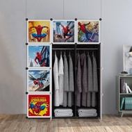 SPIDERMAN Black 12 cube Almari budak lelaki kanak2 lelaki rak rack kain baju hanger Wardrobe Cabinet Clothes Storage