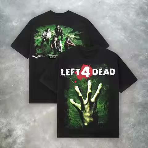 Gaming Tee Summer Oversized Left 4 Dead 2 T-Shirt Valve Zombie Graphic Print Short Sleeve Streetwear