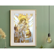 Guardian Angel Art Canvas Poster Divine Protector Themed Art Warm Decor Safeguard Blessed Home Art H