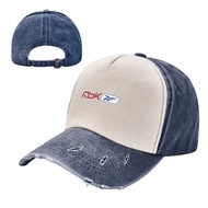 New Style Rbk Reebok (2) Cowboy Contrast Color Washed Hat Adult Cowboy Hat Old Hat 100% Cotton Curved Brim Sun Hat Adjustable Men Women Influencer Same Style Cap Simple Casual All-Match Unisex Baseball Cap