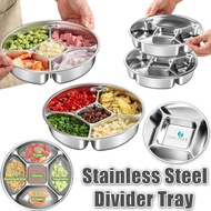 Stainless Steel Side Dish Platter Food Grade Divided Plate Cafeteria Tray Food Preparation Plate 配菜盘