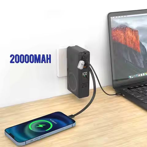 20000mAh 65W Power Bank GaN QI2 Wireless VOOC Magsafe Power Bank 6 in 1 Laptop Fast Charging Power B