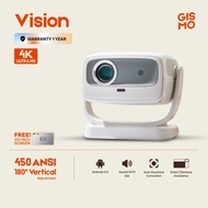 GISMO | Vision 4K Projector โปรเจคเตอร์ ความสว่างสูง 450 ANSI Built-In Andriod 11.0 HIFI Sound 5W