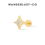 Wanderlust + Co Sparkle Pave Flat Back Earring 14K Gold / Rhodium Plated Hypoallergenic Jewelry