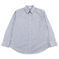 CELINE 2C73B425X 超大條紋棉質襯衫，Hedi Tuxedo 系列，成色極佳，飾有 Triomphe 刺繡和口袋，藍色條紋圖案，尺碼 37，正品，意大利製造，男士款