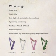 特惠價代購台灣豎琴 Kristall Lever Harp 一手豎琴 二手豎琴 26 弦豎琴 26 strings (Deluxe Blue,Pearl,Pink,Green)