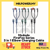 Mcdodo Brand Cable Compatible for iP Firefox Series 3A Max 3 in 1 Elbow Charging Cable iP/Type-C/Mic