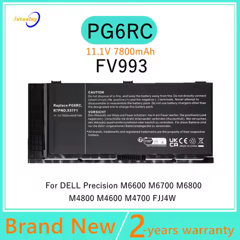 PG6RC FV993 Laptop Battery For Dell Precision M4600 M4700 M4800 M6600 M6700 M6800 FJJ4W T3NT1 N71FM