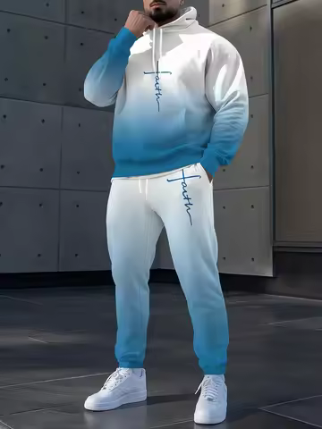 Autumn and Winter Hoodie Set American Y2k Letter Men's 3D Large Men's Adult Hoodie Sweatpants Suitab