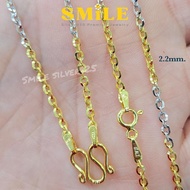 พ39 สร้อยคอ โซ่บริ้งค์ 2.2มิล เงินแท้ 92.5% Italy ชุบ2กษัตริย์ (WG+G)