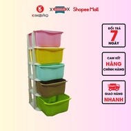 Viet Nhat 3638 5-tier multi-colored plastic drawer cabinet with wheels