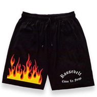 Celana PENDEK HITAM MOTIF API / BOXER Flame / Shortpants Yellow Flame Roosevelt / Celana Kolor