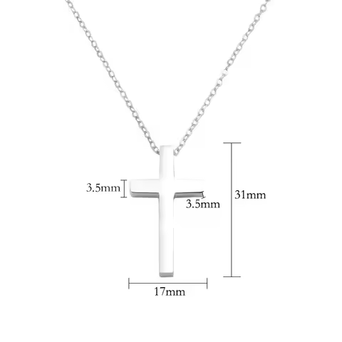 10pcs lot Mirror Polish Stainless Steel Cross 17x31mm Pendant Necklace For Women Man Gift
