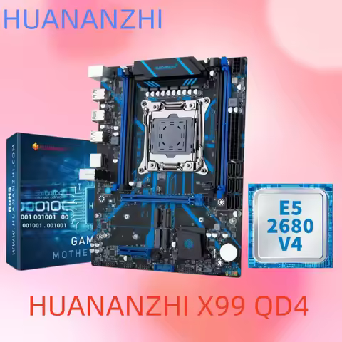 HUANANZHI X99 QD4 LGA 2011-3 Xeon Motherboard with Intel E5-2680 V4 Processor DDR4 Memory M.2 NVME S