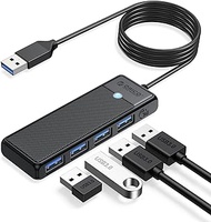 USB 3.0 Hub, ORICO 4-Port USB Hub with 6FT Long Cable, Ultra Slim USB Splitter for Laptop MacBook Pro, iMac, Surface Pro, XPS, PS5，PC, Flash Drive, Mobile HDD(Black/6ft)
