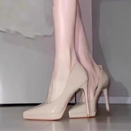 E0317-Ladies High Heels Nude Color Waterproof Platform High Heels Catwalk Travel Temperament Sexy Pa