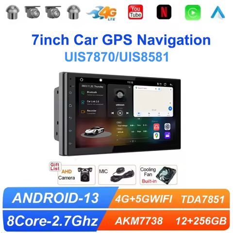 FYT7870 7inch Android13 Car Stere Radio 5G WIFI Carplay& Android Auto GPS DSP Multimídia Carplay And
