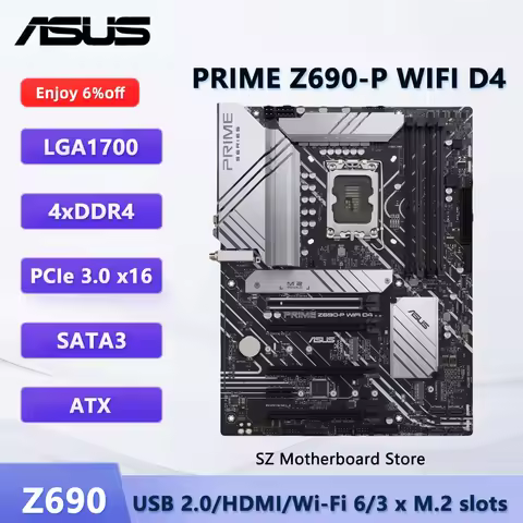 Placa base ASUS PRIME Z690-P WIFI D4 Z690 LGA1700 para i9-12900K/KF i7-12700K/KF i5-12600K/KF DDR4 1