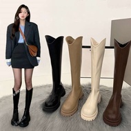 women boots shoes boots women winter boots Kasut Wanita 2024 Kasut Baharu Fall Rider Boots Tapak Teb